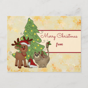 Weihnachten mit Katze Postkarte
