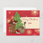 Weihnachten mit Katze Postkarte (Vorne/Hinten)