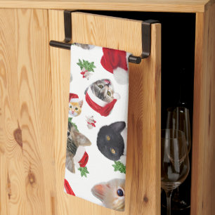 Weihnachten mit Katze und Maus Geschirrtuch