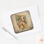 Weihnachten mit Kindern im Bahnhof Quadratischer Aufkleber (Umschlag)