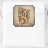 Weihnachten mit Kindern im Bahnhof Quadratischer Aufkleber (Tasche)