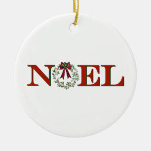 Weihnachten mit Kranz Keramik Ornament