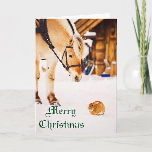 Weihnachten mit Landtieren im Freien im Schnee (Vorderseite)