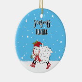 Weihnachten mit lustigen Schaf-Weihnachtsfeiern Keramik Ornament (Rechts)