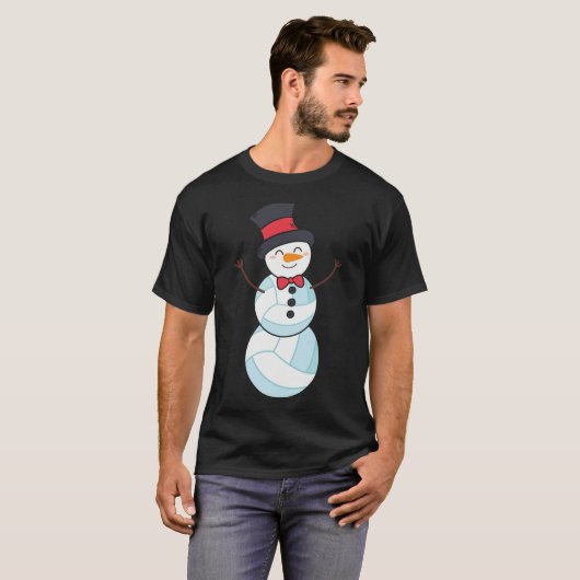 Weihnachten mit lustigen Volleyball-Schneemännern T-Shirt (Vorne ganz)