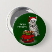 Weihnachten mit Maus auf Grün Button (Vorne & Hinten)