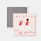 Weihnachten mit meinem Schneemann | Niedliches Wei Magnet (Vorderseite/Rückseite)