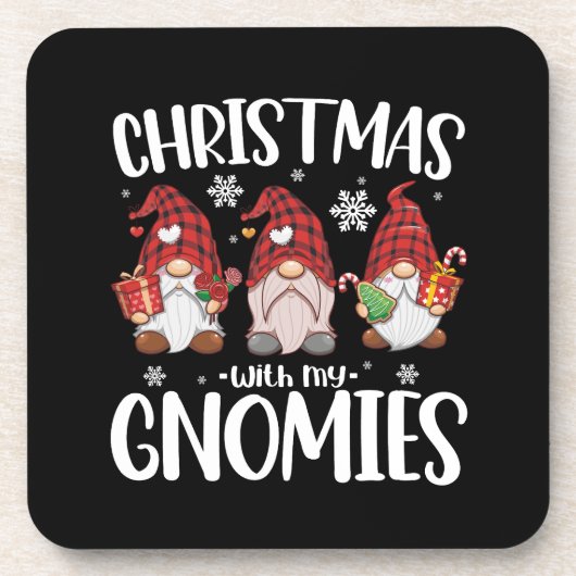 Weihnachten mit meinen Gnomen Buffalo Red Kariert Getränkeuntersetzer (Vorderseite)