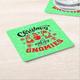 Weihnachten mit meinen Gnomen - Funny Red Green Rechteckiger Pappuntersetzer