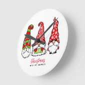 Weihnachten mit meinen Gnomen Runde Wanduhr (Winkel)