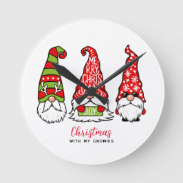 Weihnachten mit meinen Gnomen Runde Wanduhr