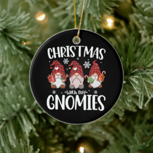 Weihnachten mit meinen Gnomies Buffalo Rot kariert Keramik Ornament