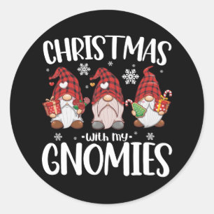 Weihnachten mit meinen Gnomies Buffalo Rot kariert Runder Aufkleber