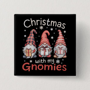 Weihnachten mit meinen Gnomies im Büffelkaromuster Button