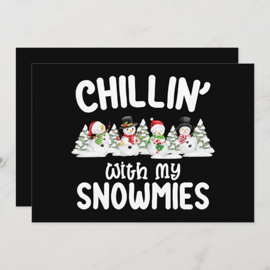 Weihnachten mit meinen Schneemännern im Chillin Einladung (Vorne/Hinten)