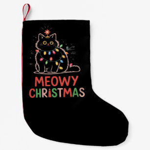 Weihnachten mit Meowy-Xmas-Lichter Schwarzkatze Py Kleiner Weihnachtsstrumpf