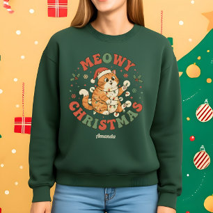 Weihnachten mit Mieze Lustiger Katzen-Weihnachts-P Sweatshirt