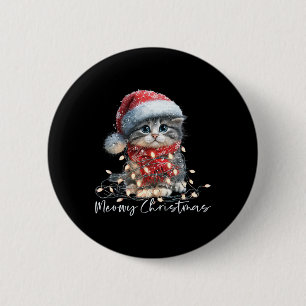 Weihnachten mit Mieze Schwarze Katze Lichter Weihn Button