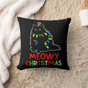 Weihnachten mit Mieze Xmas-Lichter schwarze Katzen Kissen