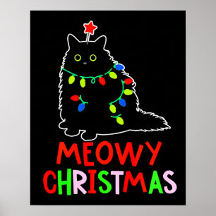 Weihnachten mit Miezekatze Xmas-Lichter Schwarze K Poster