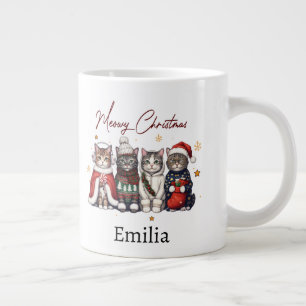 Weihnachten mit Miezekatzen Personalisiert Jumbo-Tasse
