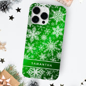 Weihnachten Mit Monogramm grüne Schneeflocken Case-Mate iPhone Hülle