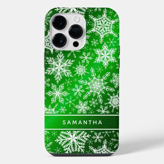 Weihnachten Mit Monogramm grüne Schneeflocken iPhone Hülle (Rückseite)