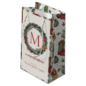 Weihnachten Mit Monogramm Kleine Geschenktüte (Rückseite Schrägansicht)