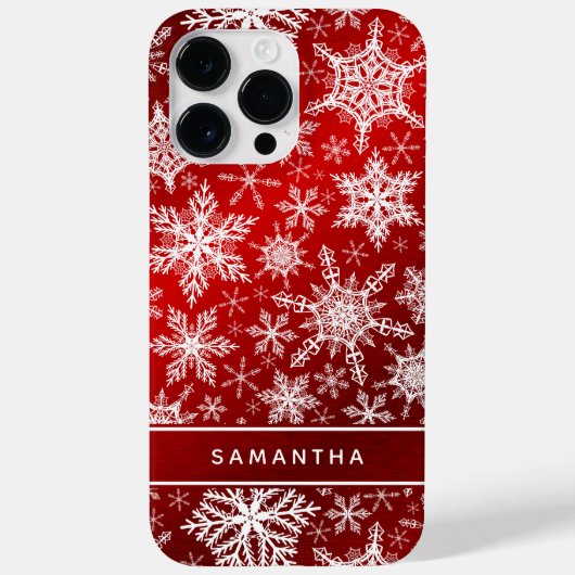 Weihnachten Mit Monogramm Roter Schneeflocken Case-Mate iPhone Hülle (Rückseite)