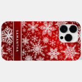Weihnachten Mit Monogramm Roter Schneeflocken Case-Mate iPhone Hülle (Rückseite (Horizontal))