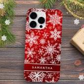 Weihnachten Mit Monogramm Roter Schneeflocken Case-Mate iPhone Hülle