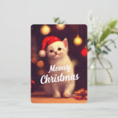 Weihnachten mit Niedlichem weißem Kätzchen Einladung (Stehend Vorderseite)