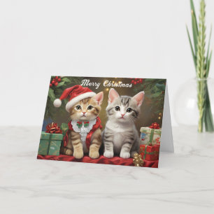 Weihnachten mit Niedlichen Katzen Karte