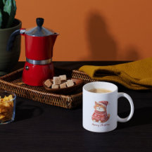 Weihnachten mit Niedlicher Katze in Hut und Pullov