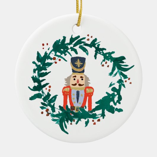 Weihnachten mit Nutcracker-Kränzen Keramik Ornament (Vorne)