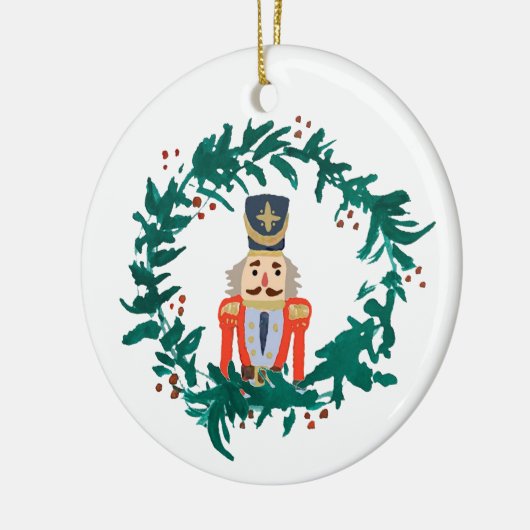 Weihnachten mit Nutcracker-Kränzen Keramik Ornament (Links)