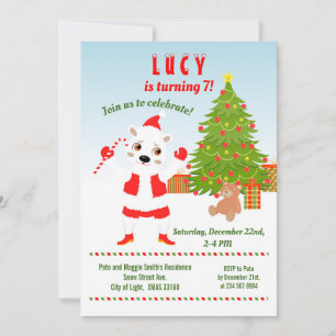 Weihnachten mit Polar Bär Geburtstagsparty Einladung