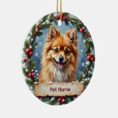 Weihnachten mit Pomeranian Keramik Ornament (Rechts)