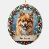 Weihnachten mit Pomeranian Keramik Ornament (Links)