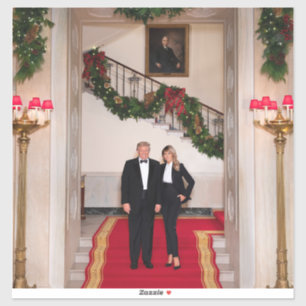 Weihnachten mit Präsident Donald Trump & Melania Aufkleber