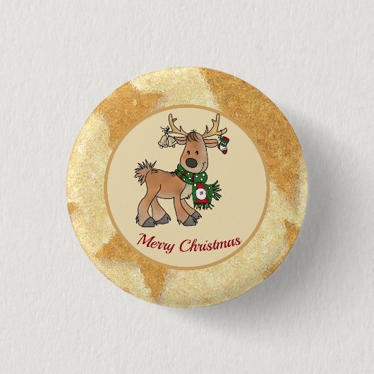Weihnachten mit Ren Button (Vorderseite)