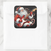 Weihnachten mit Rockmusik Quadratischer Aufkleber (Tasche)