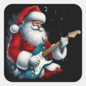 Weihnachten mit Rockmusik Quadratischer Aufkleber (Vorderseite)