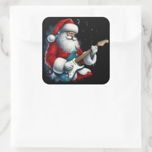 Weihnachten mit Rockmusik Quadratischer Aufkleber (Tasche)
