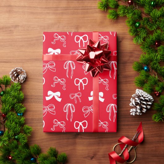 Weihnachten mit rotem Schleifenmuster Geschenkpapier (Feiertagsgeschenk)