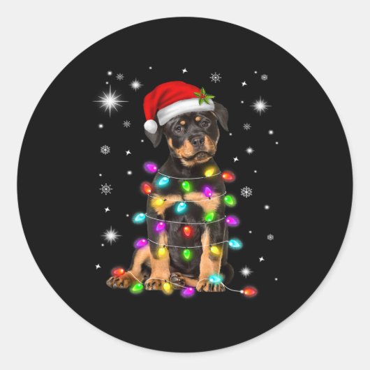 Weihnachten mit Rottweiler Hund Runder Aufkleber (Vorderseite)