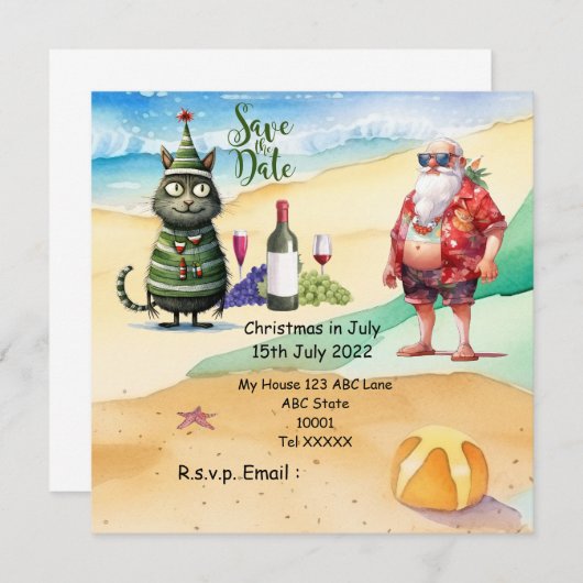 Weihnachten mit SANTA CLAUS Save the Date im Juli (Vorne/Hinten)