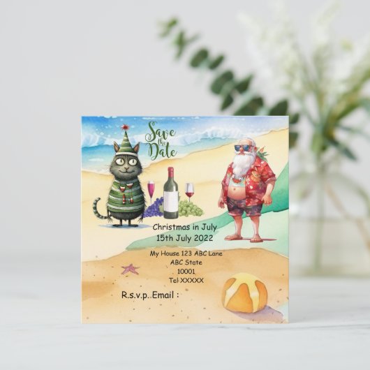 Weihnachten mit SANTA CLAUS Save the Date im Juli (Stehend Vorderseite)