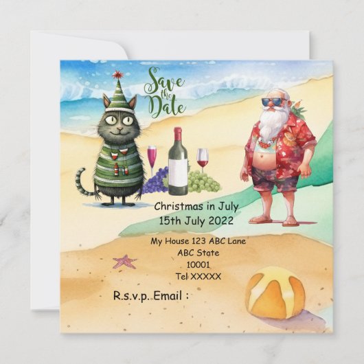 Weihnachten mit SANTA CLAUS Save the Date im Juli (Vorderseite)