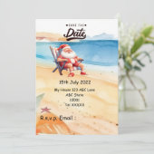 Weihnachten mit SANTA CLAUS Save the Date im Juli Einladung (Stehend Vorderseite)